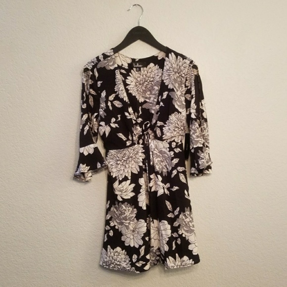Lulus Floral Dress Cold Shoulder Bell - Picture 5 of 6
